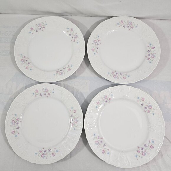 Bernadotte Czechoslovakia Floral Scalloped Porcelain Dinner Plates – Set of 4 - Picture 13 of 13